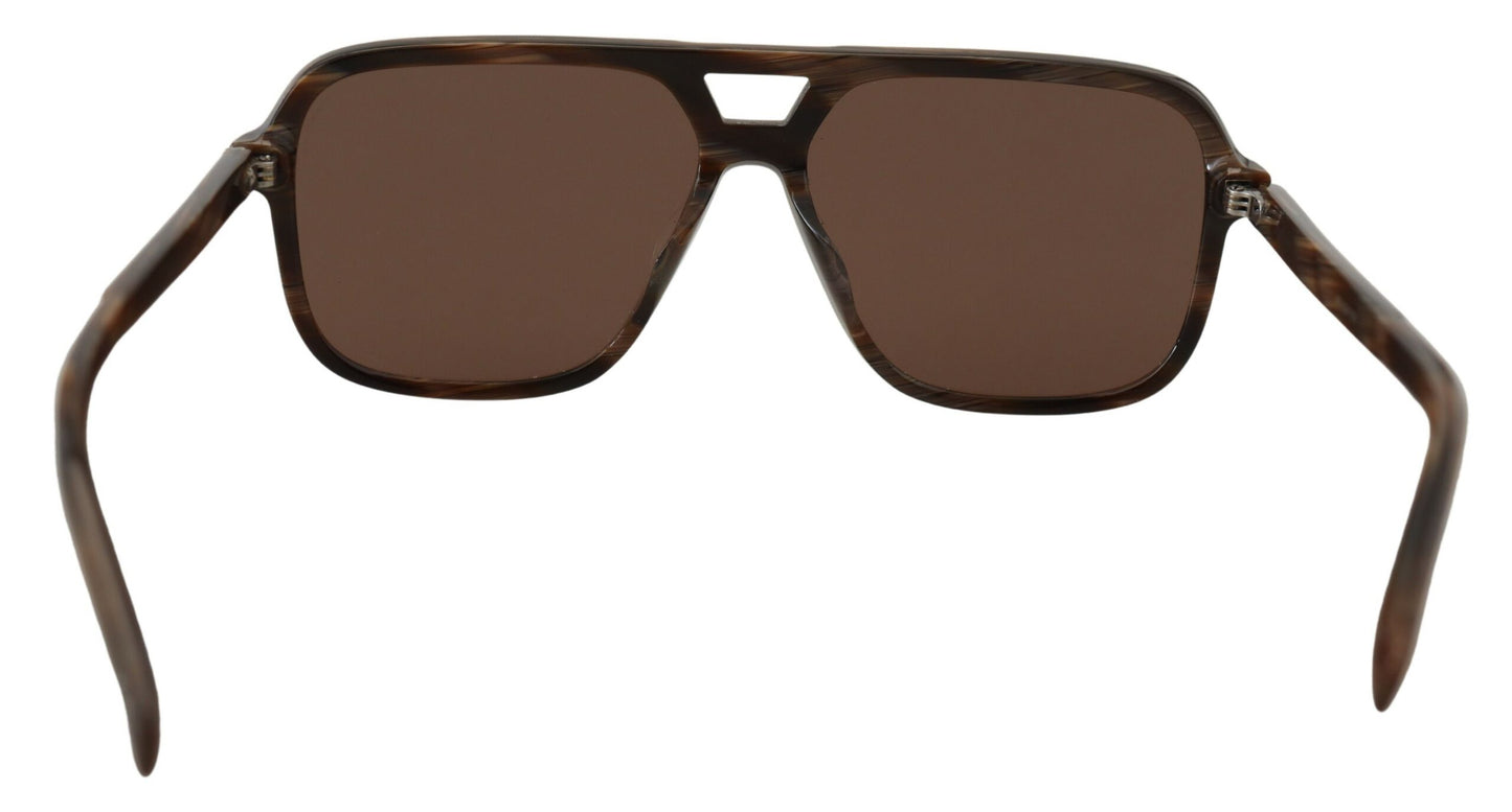 Elegant Unisex Brown Acetate Sunglasses