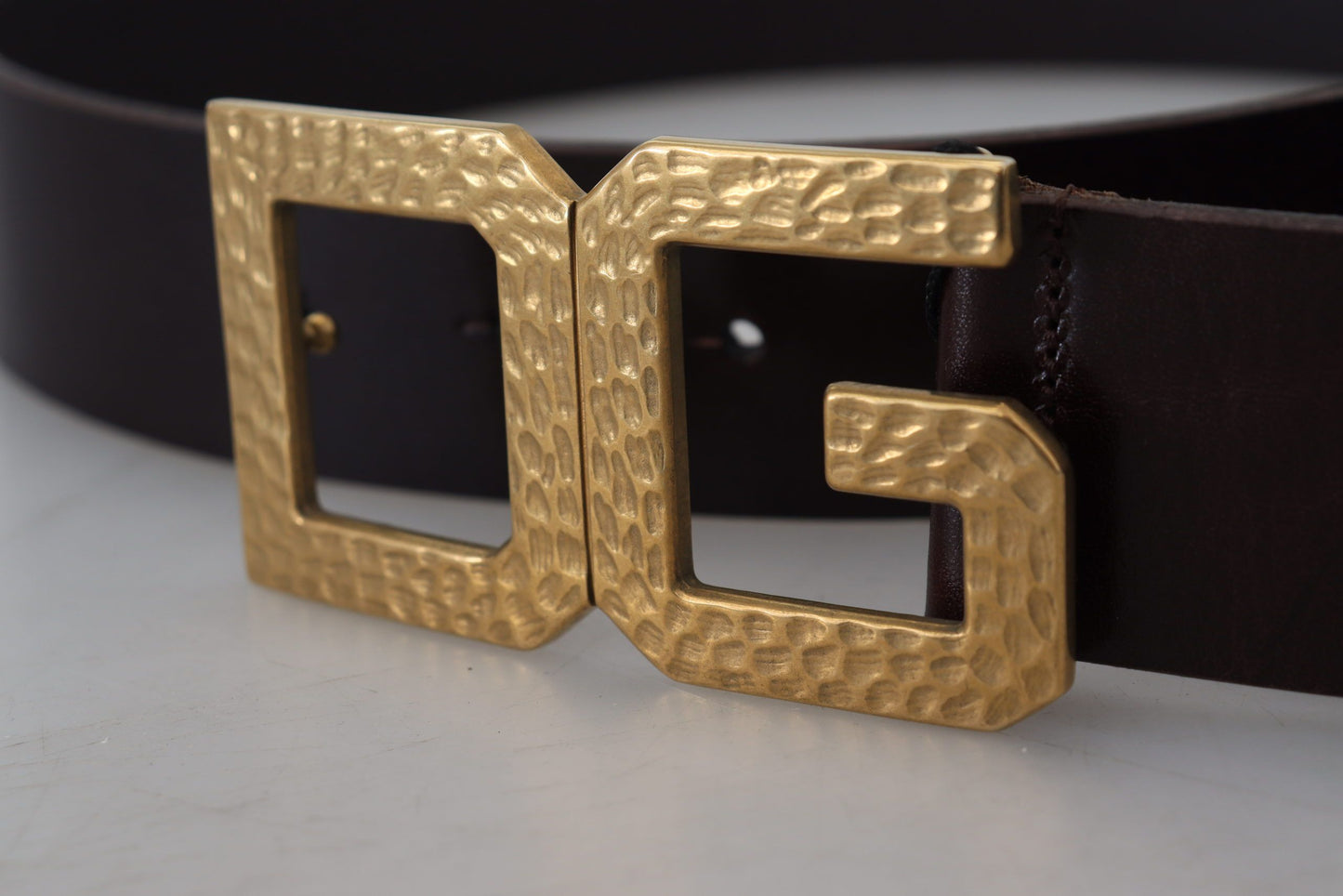 Elegant Leather Belt with DG Metal Buckle