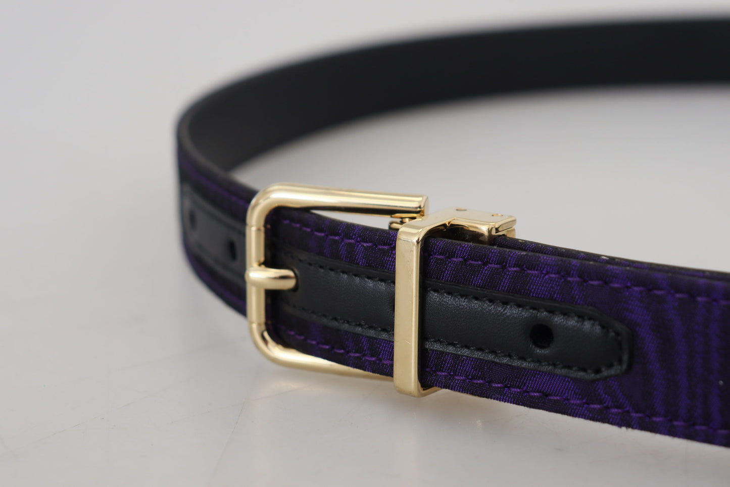 Elegant Purple Jacquard Leather Belt