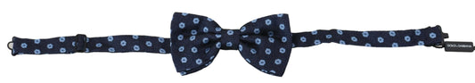 Elegant Blue Patterned Silk Bow Tie