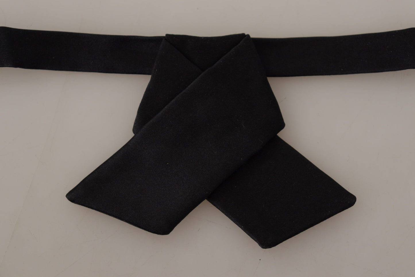 Sleek Silk Black Tied Bow Tie