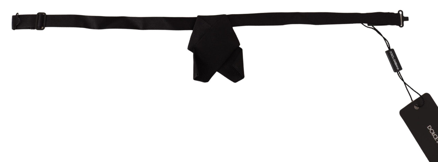 Sleek Silk Black Tied Bow Tie