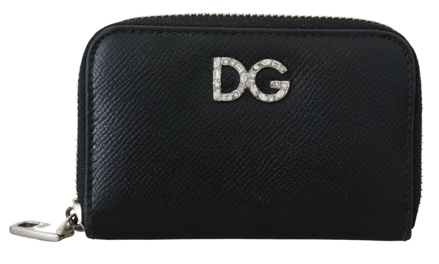 Elegant Leather Continental Wallet - Black with Silver Details