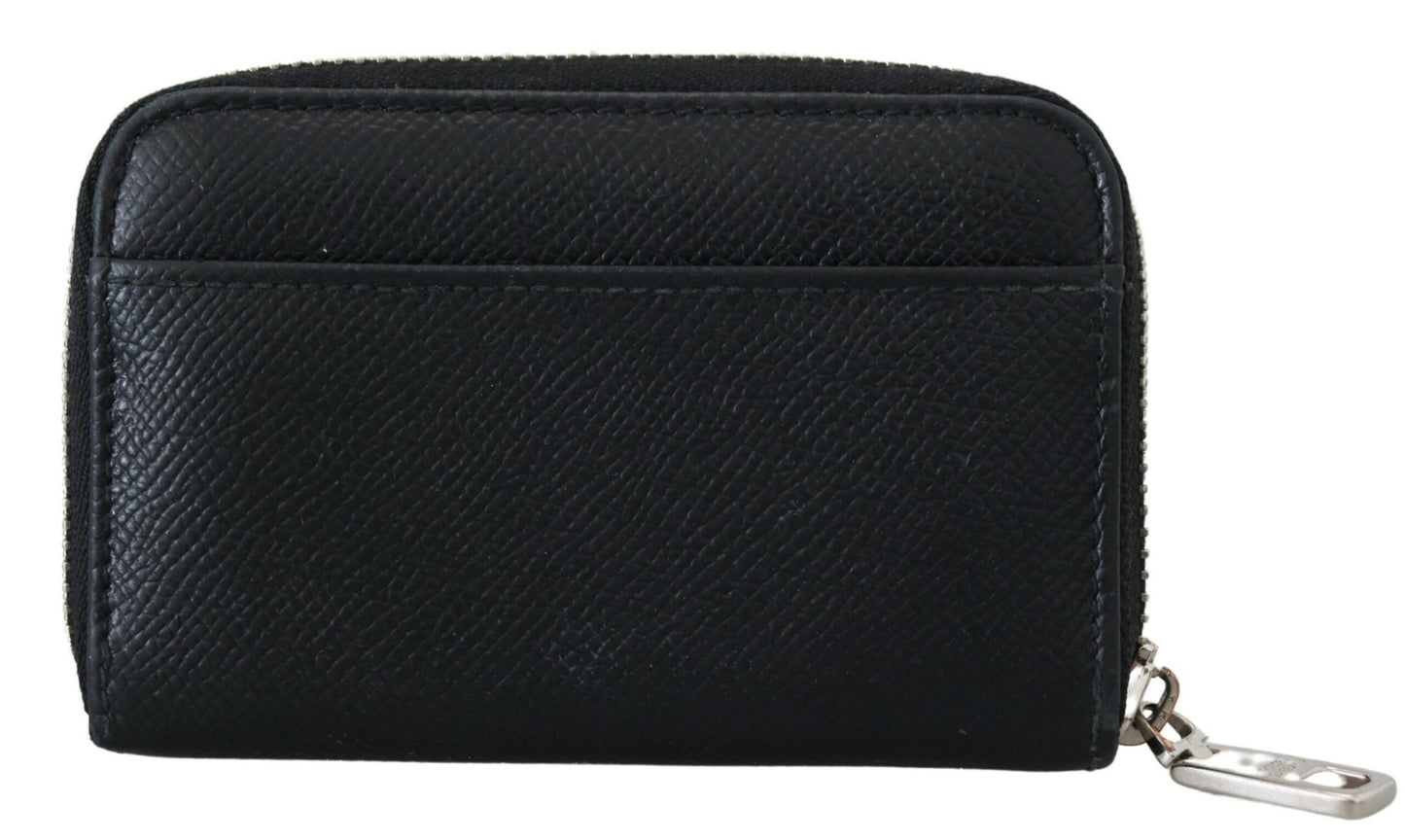 Elegant Leather Continental Wallet - Black with Silver Details