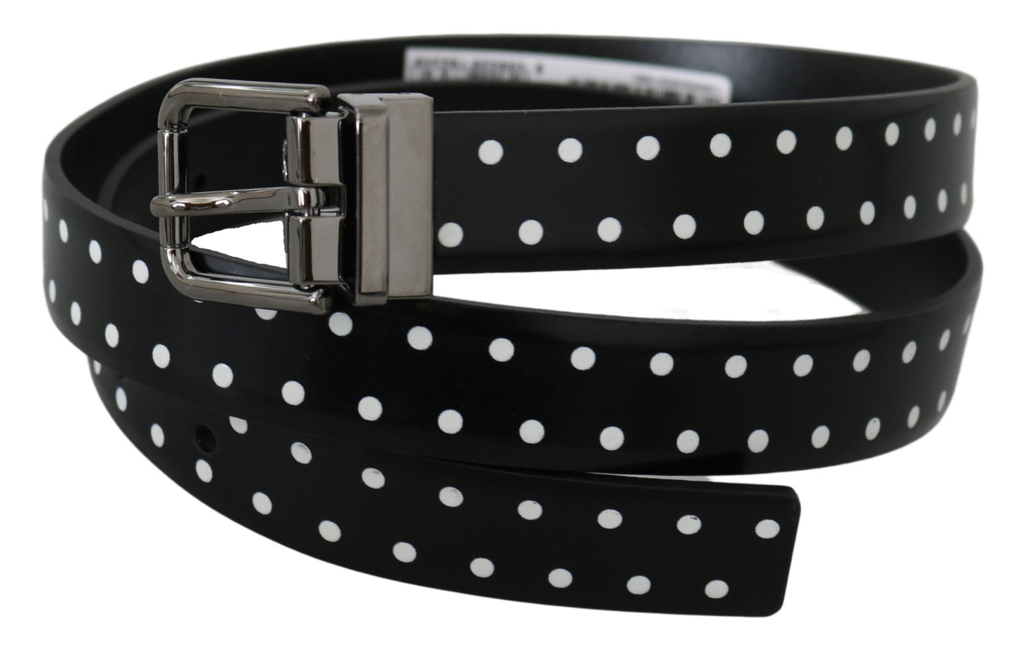 Elegant Polka Dot Leather Belt in Black