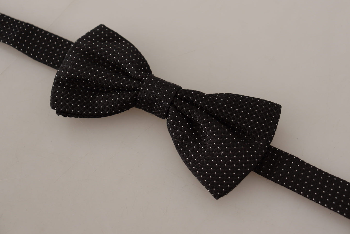 Elegant Black Polka Dot Silk Bow Tie