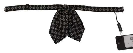 Elegant Silk Black Bow Tie with DG Logo