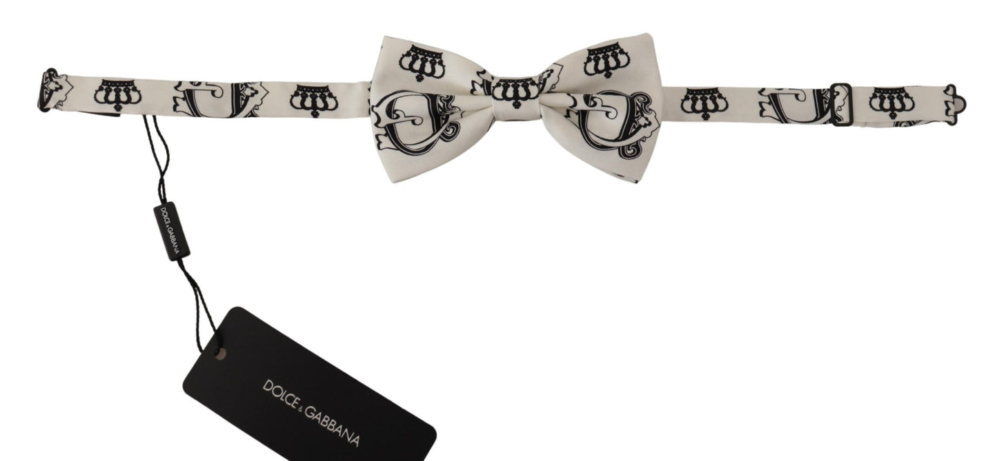 Regal Crown Pattern Silk Bow Tie