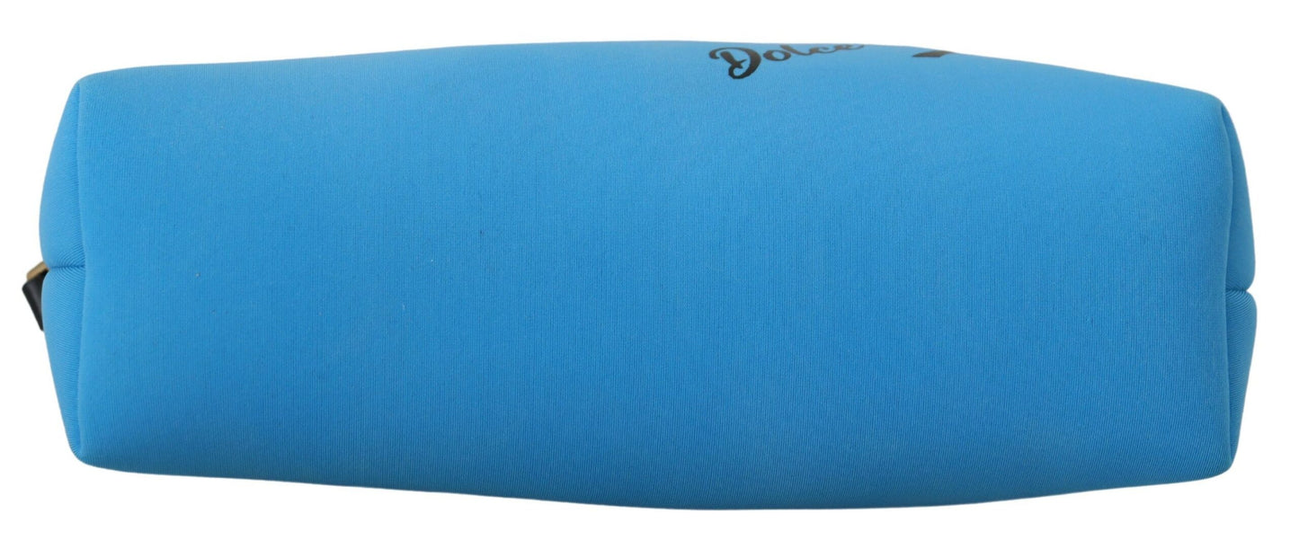 Elegant Blue Polyamide Pouch Bag