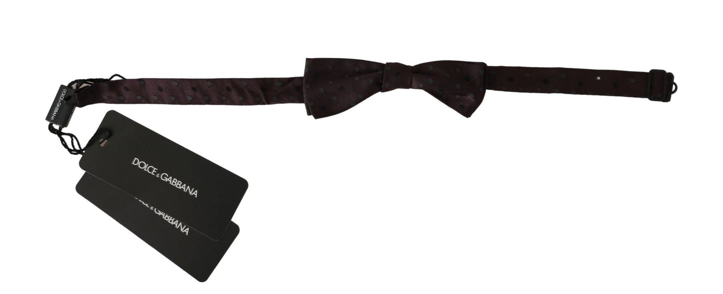 Elegant Silk Brown Dotted Bow Tie