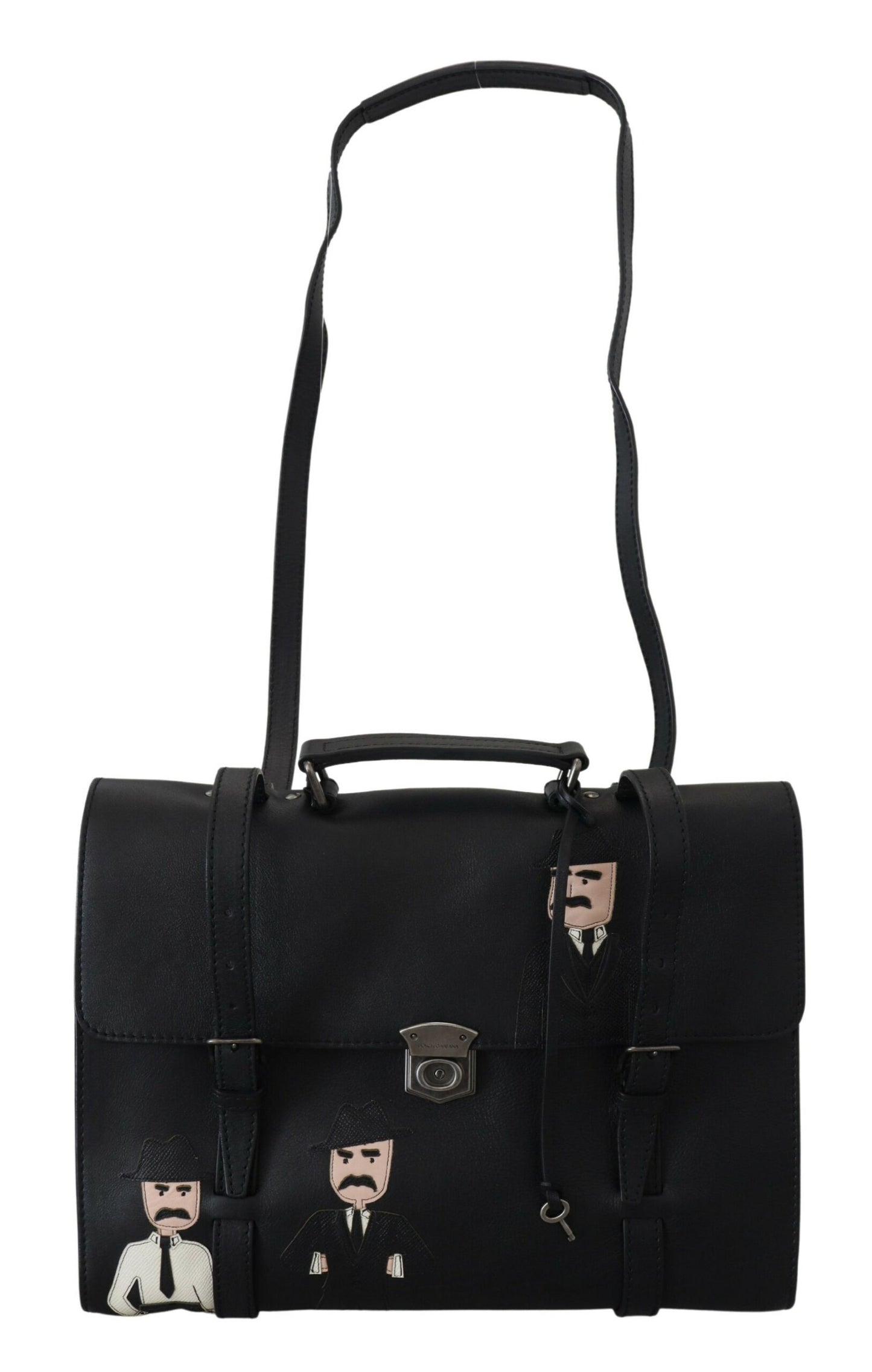 Elegant Black Calfskin Leather Briefcase Bag