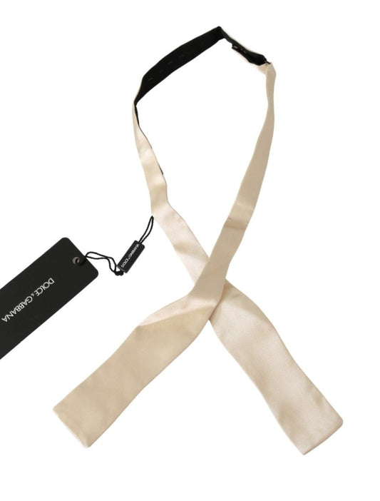 Elegant Beige Silk Bowtie