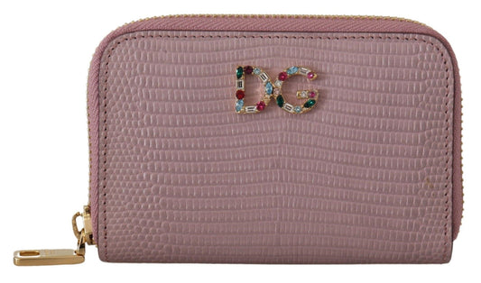 Elegant Pink Leather Zip Around Wallet