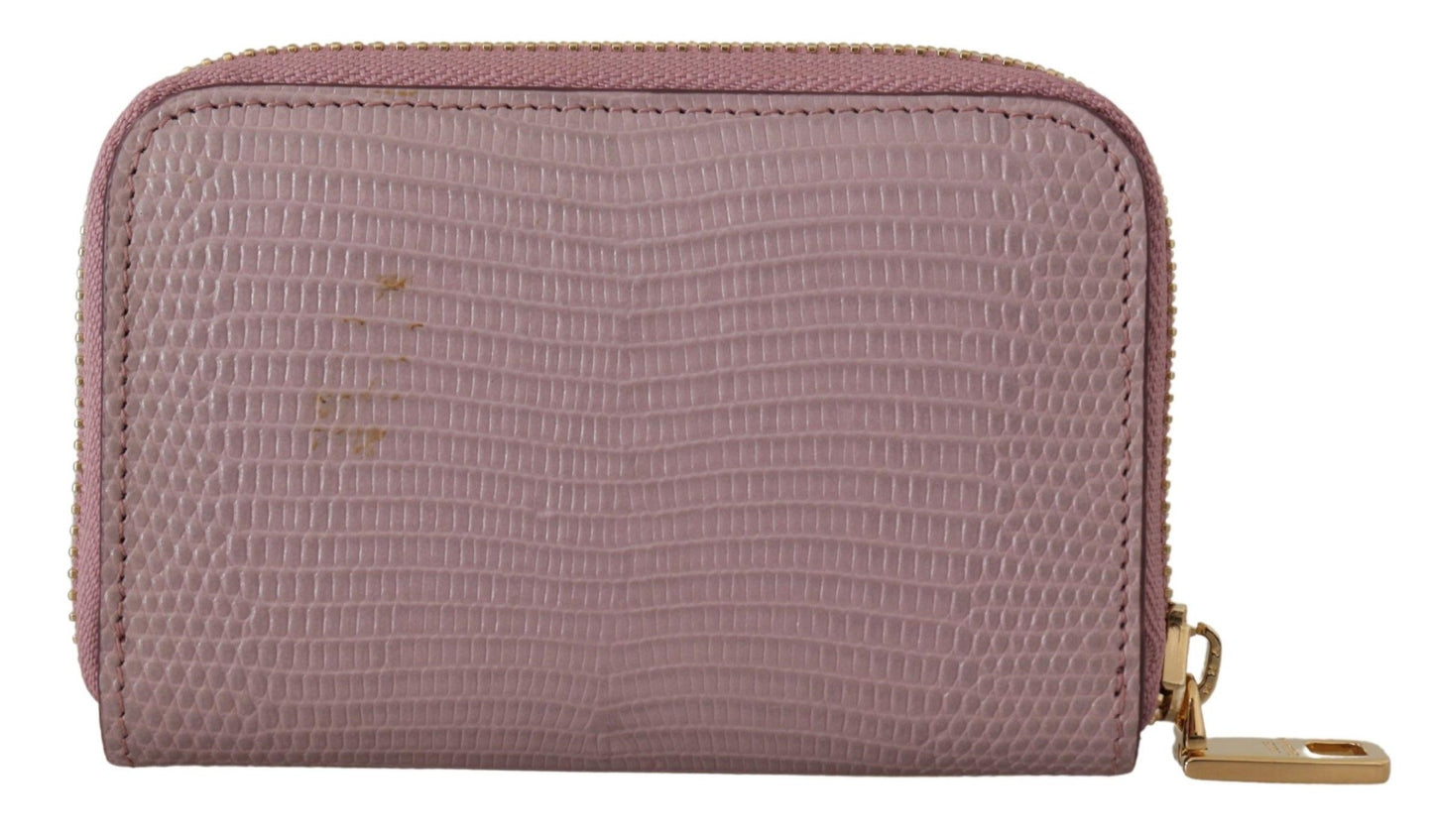 Elegant Pink Leather Zip Around Wallet