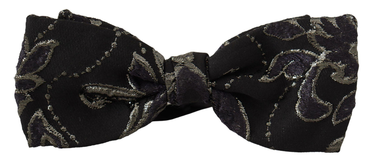 Elegant Black Fantasy Patterned Bow Tie