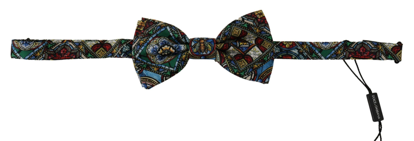 Elegant Majolica Print Silk Bow Tie