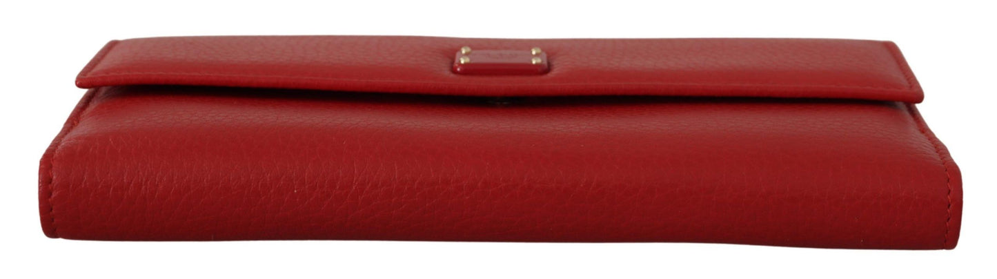 Elegant Red Leather Bifold Continental Wallet