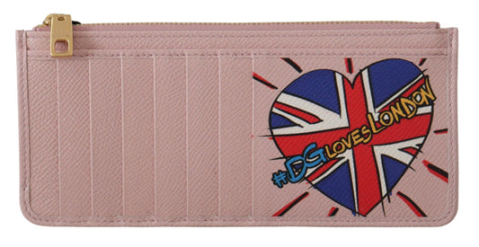 Pink Leather Long Wallet with Billslot