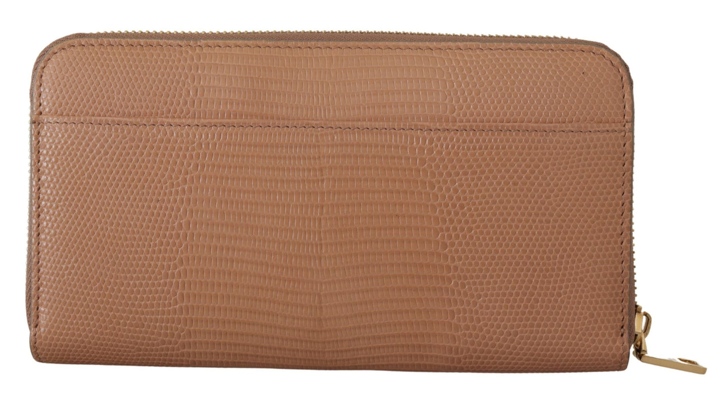 Elegant Beige Zip Around Continental Wallet