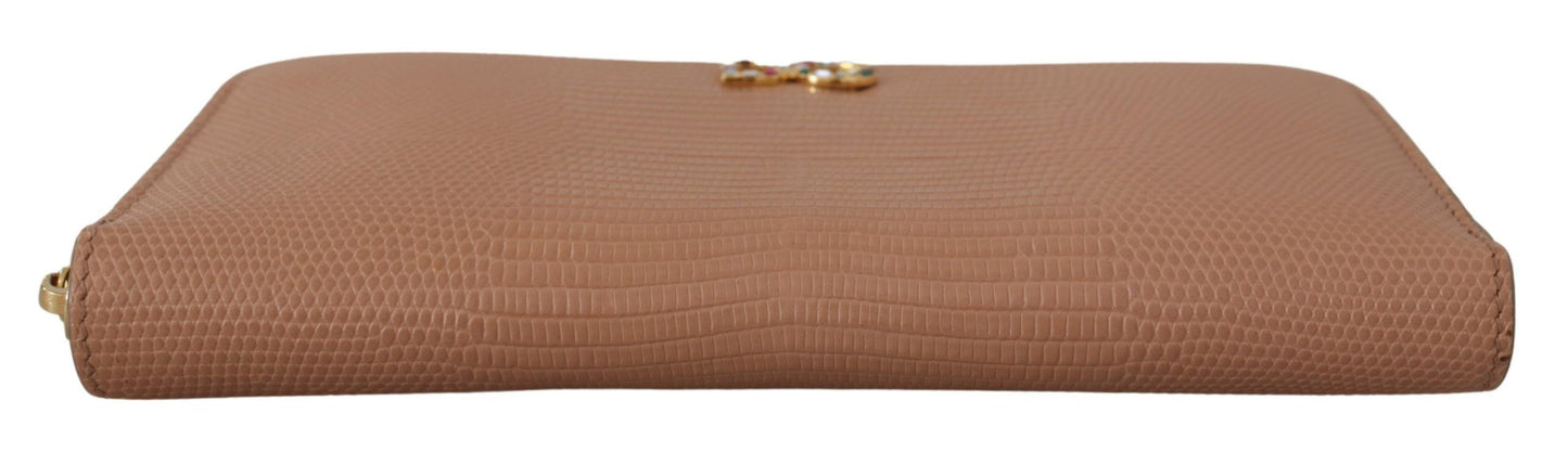 Elegant Beige Zip Around Continental Wallet