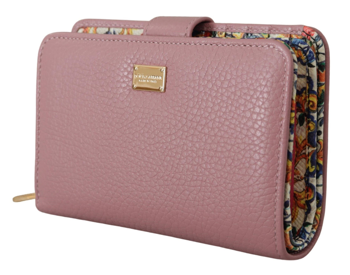 Elegant Pink Leather Continental Clutch