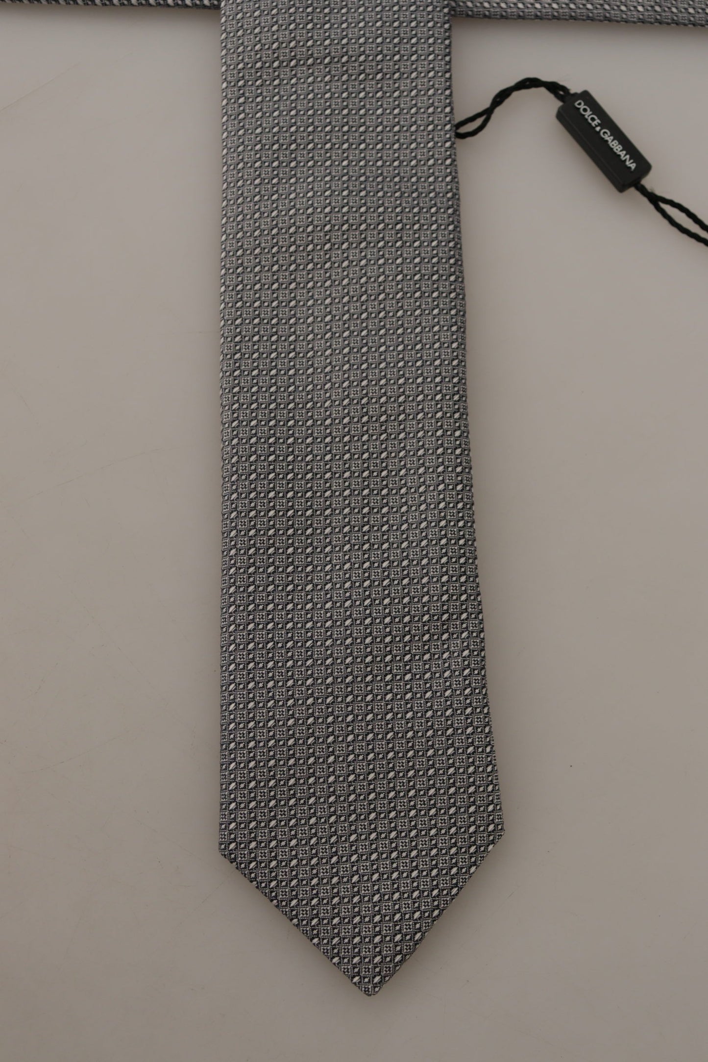 Elegant Black and White Silk Tie