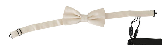 Elegant Cream Beige Silk Bow Tie