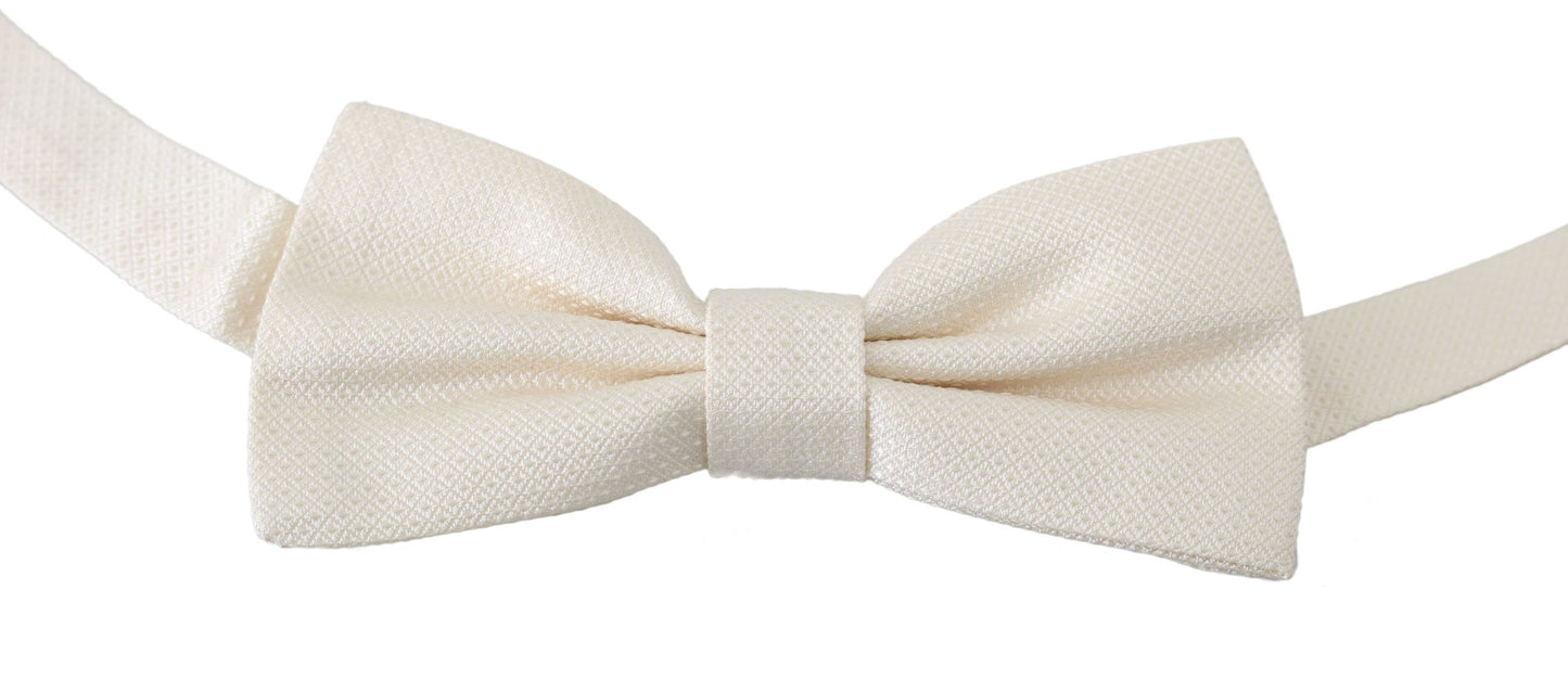 Elegant Cream Beige Silk Bow Tie