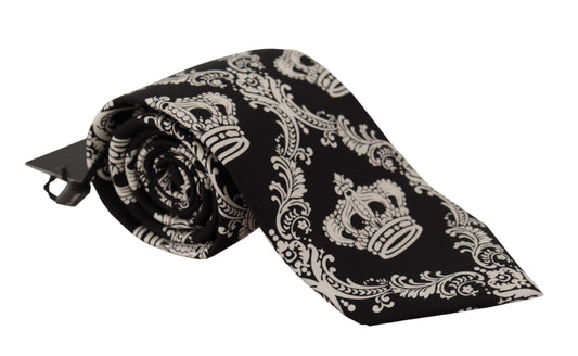 Elegant Silk Black Crown Bow Tie