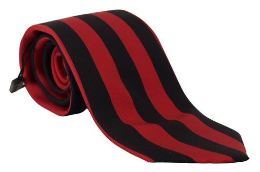 Elegant Silk Black and Red Designer Tie