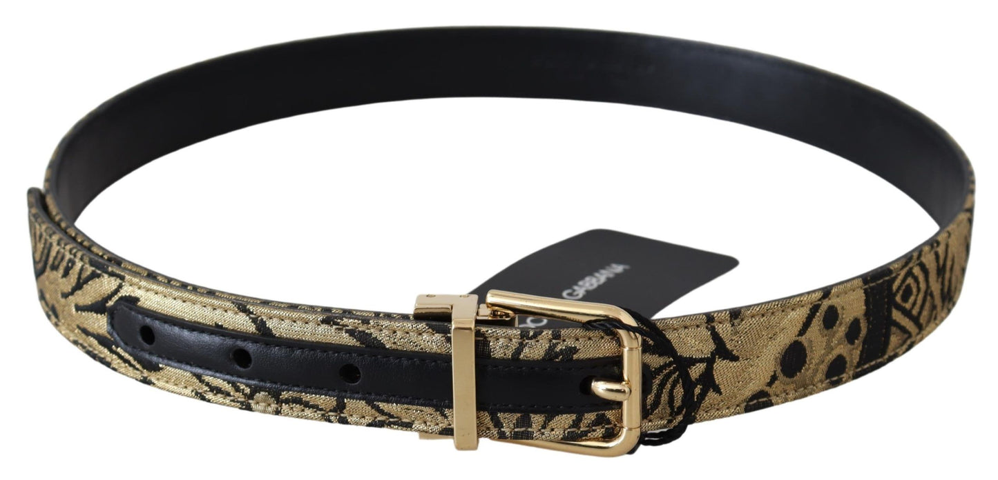 Gold Elegance Jacquard Leather Belt