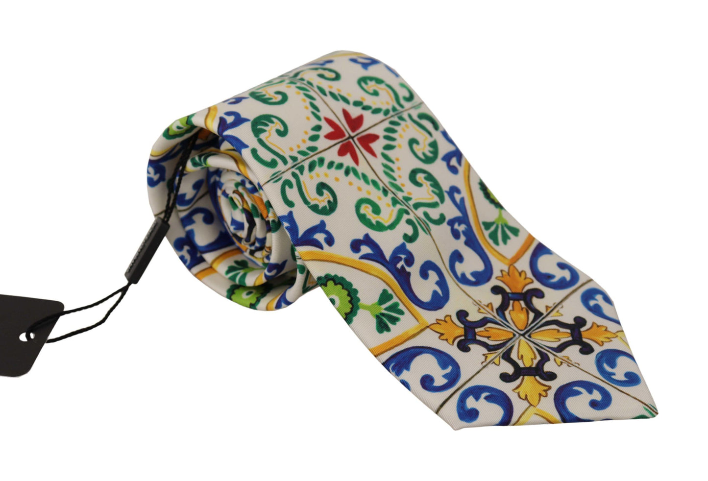 Elegant Multicolor Majolica Silk Tie