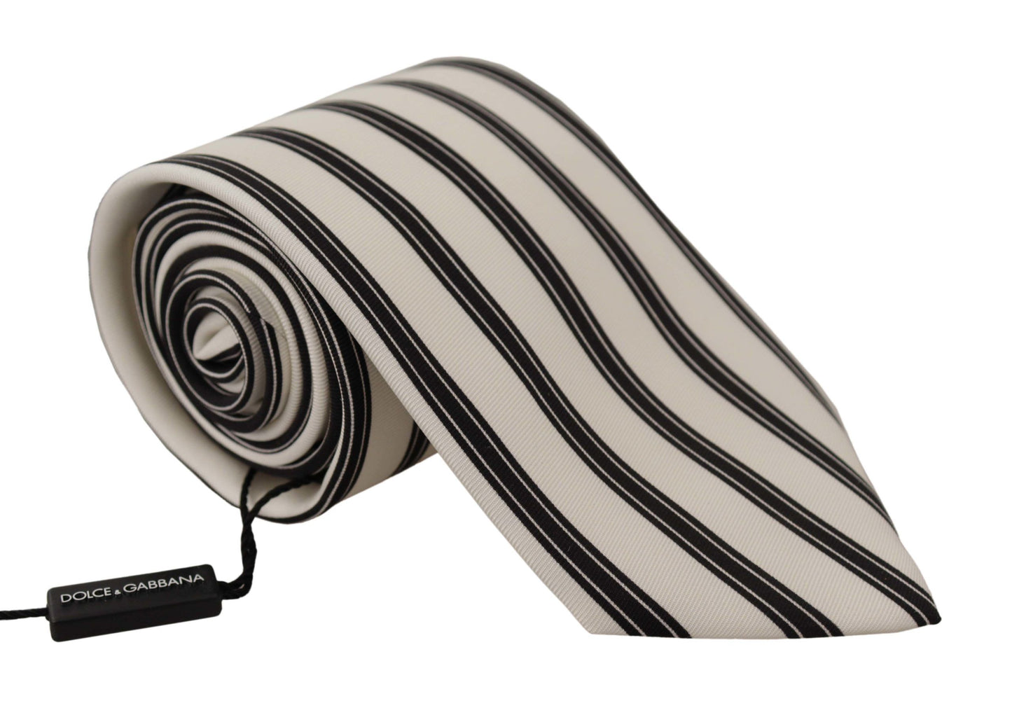 Elegant Black and White Silk Tie