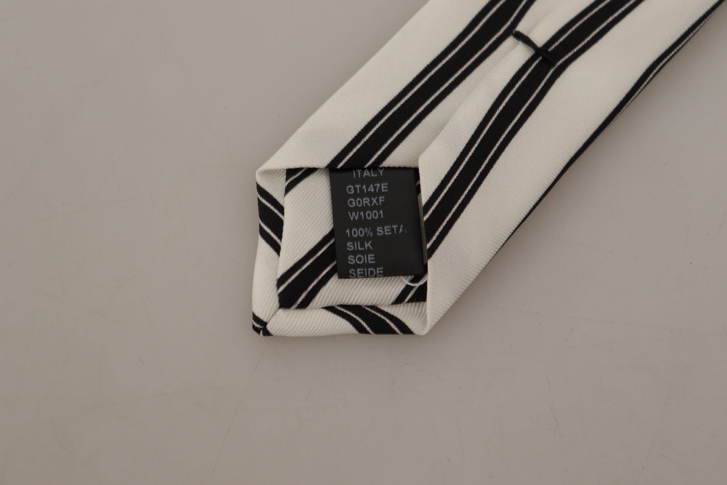 Elegant Black and White Silk Tie