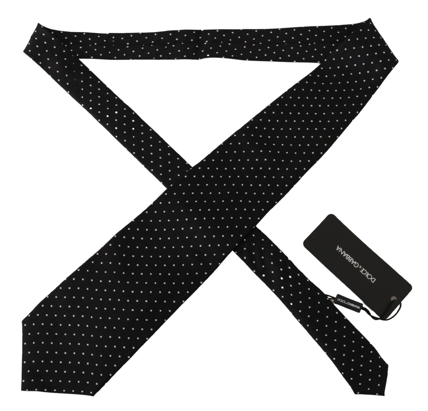 Elegant Black and White Polka Dot Silk Tie