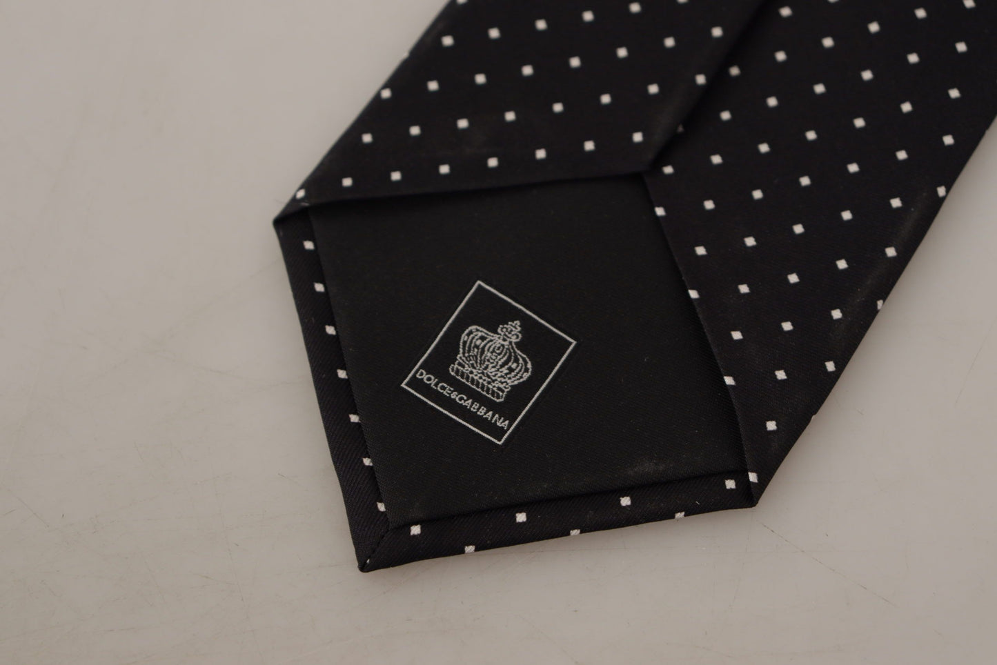 Elegant Black and White Polka Dot Silk Tie