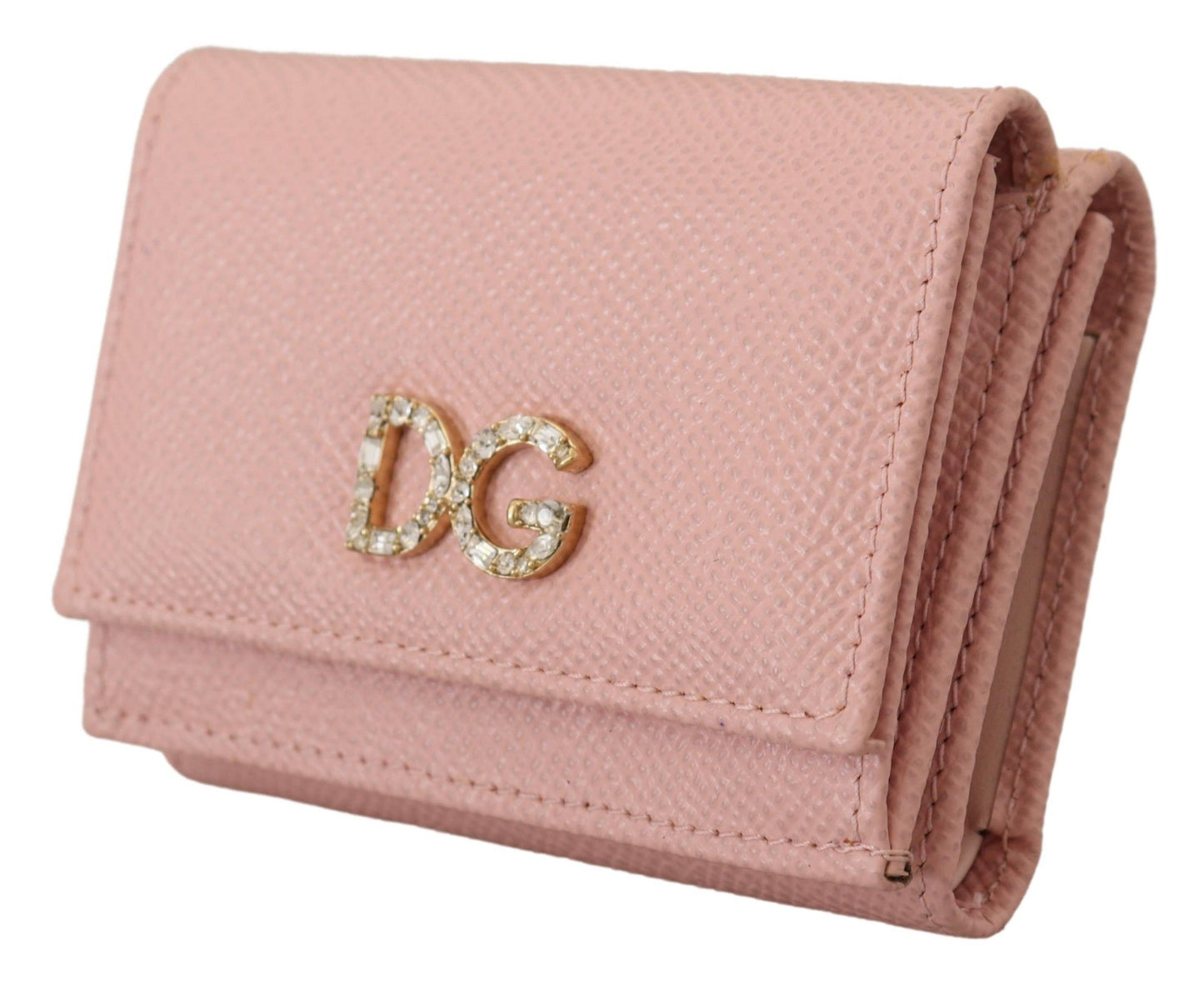 Elegant Pink Leather French Flap Wallet