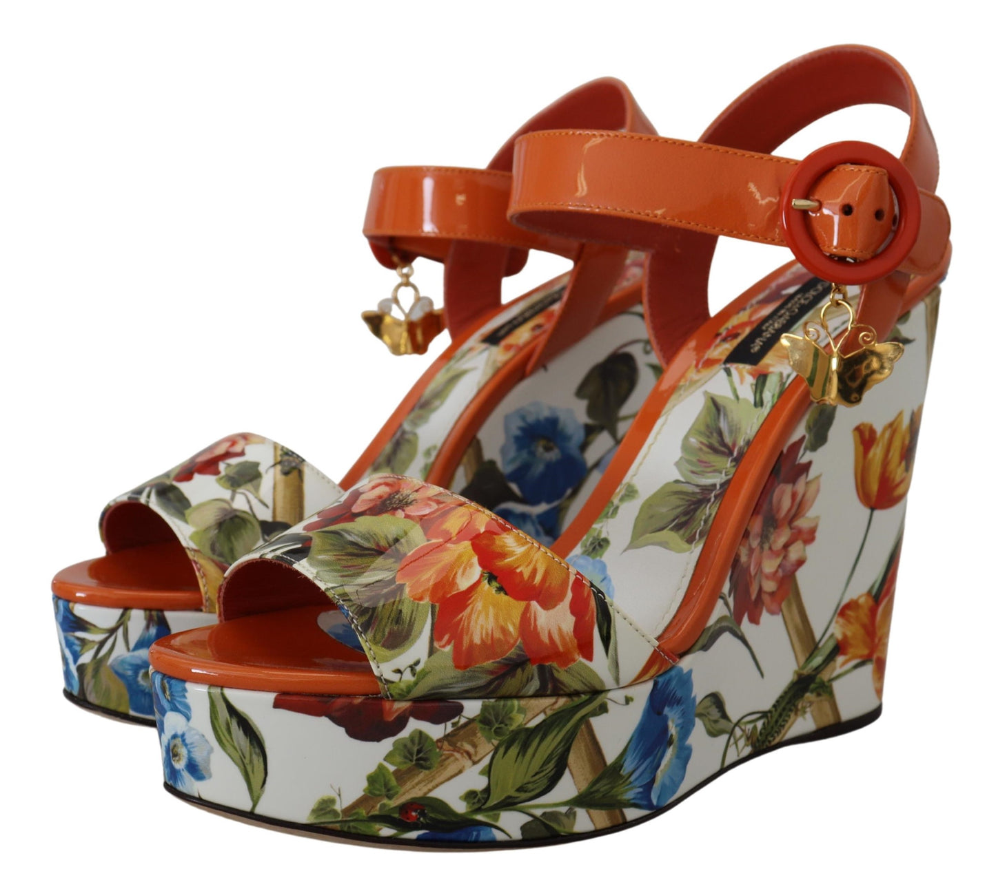 Multicolor Floral Print Wedge Sandals