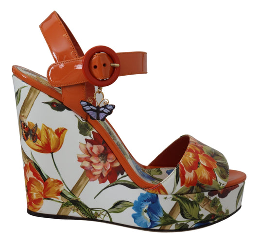 Multicolor Floral Print Wedge Sandals