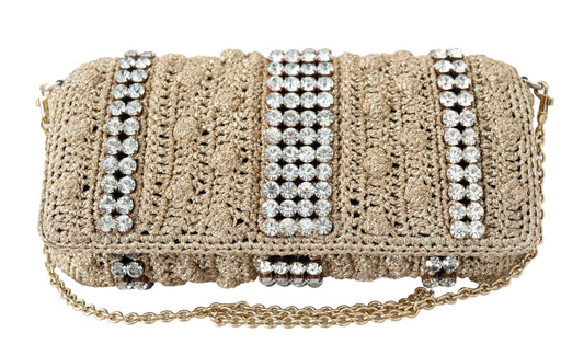 Exquisite Beige Crossbody Bag with Crystals