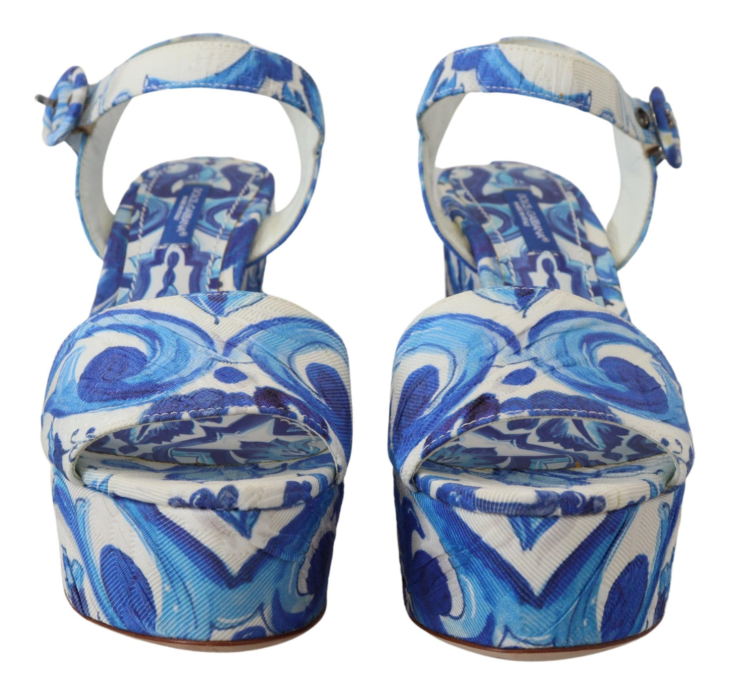 Majolica Print Cotton Wedge Sandals