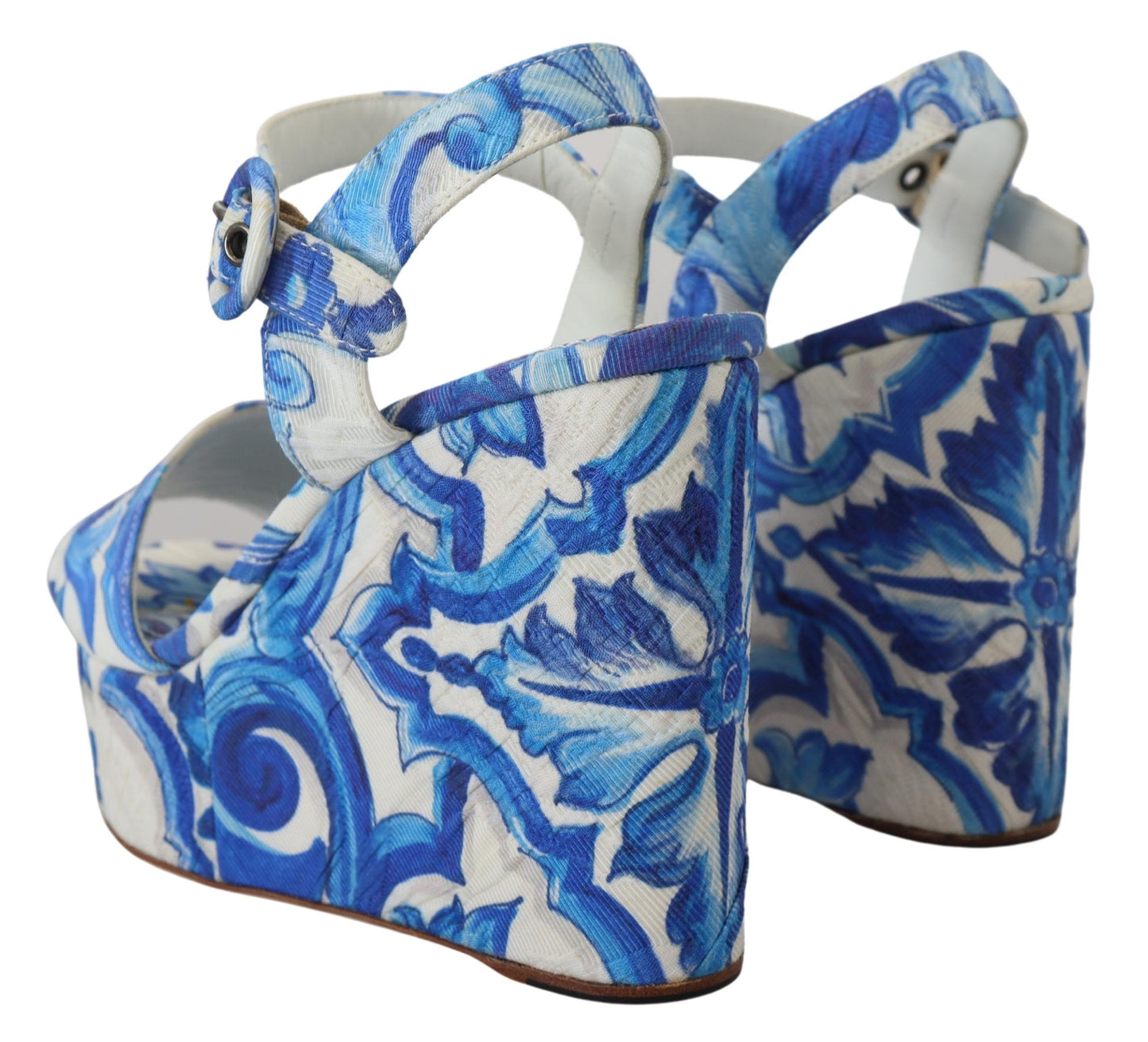 Majolica Print Cotton Wedge Sandals