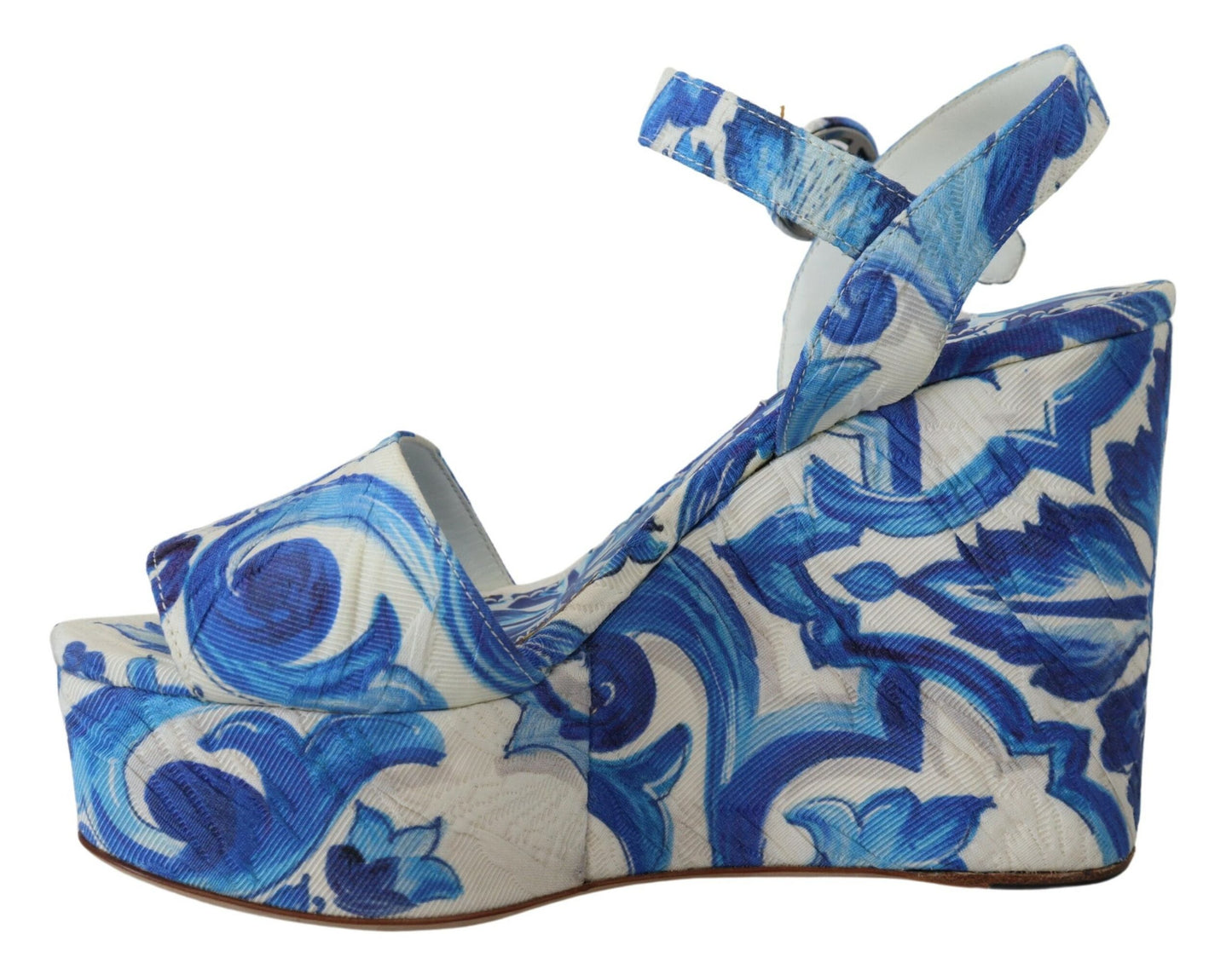 Majolica Print Cotton Wedge Sandals