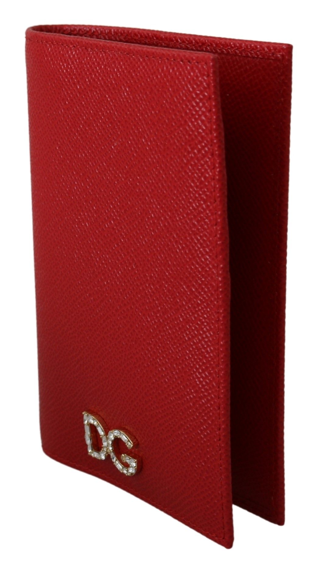 Elegant Red Leather Bifold Wallet with Crystal Accents