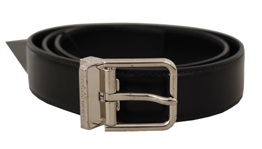 Elegant Black Leather Statement Belt