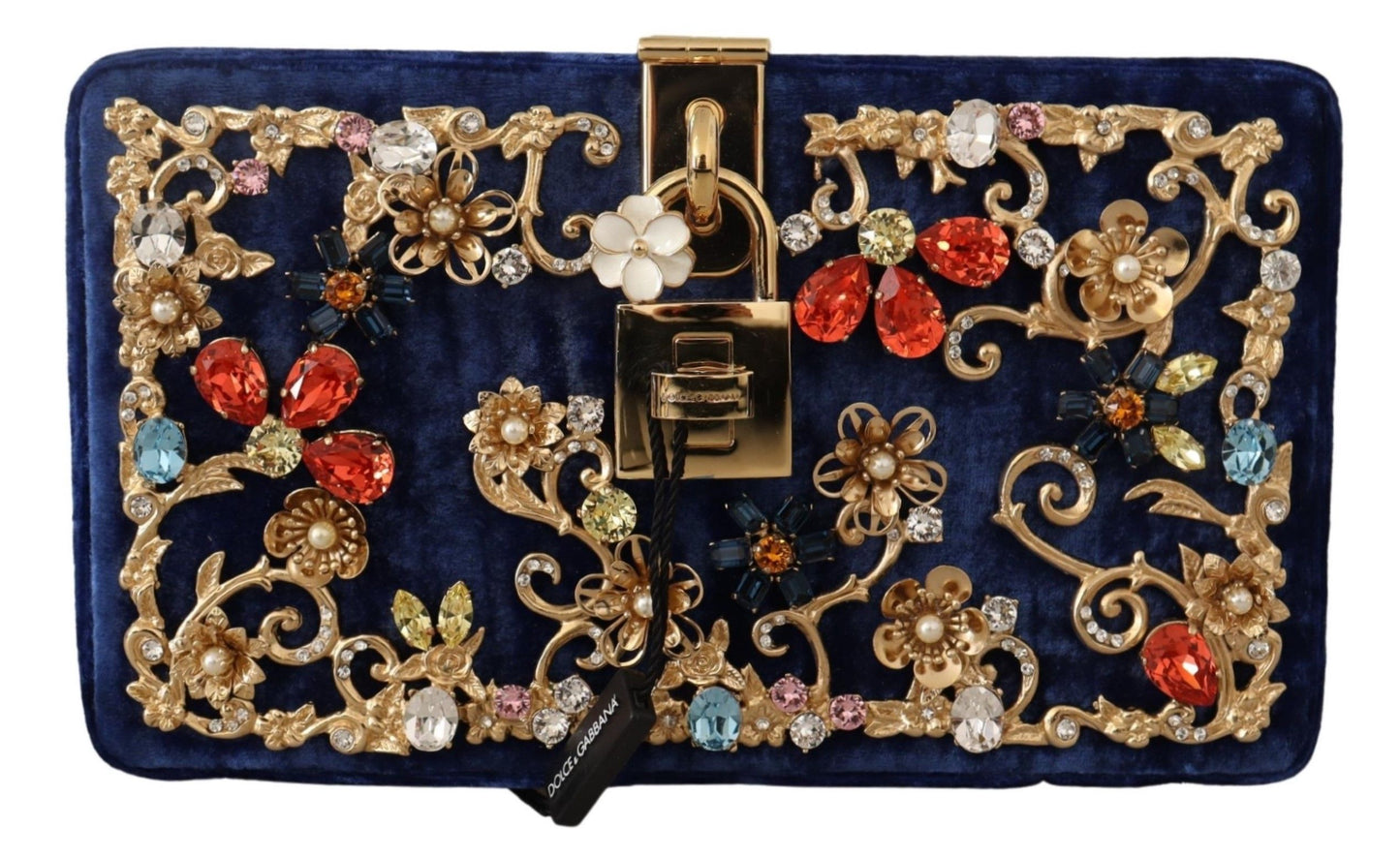 Elegant Sapphire Evening Clutch with Crystal Embellishments