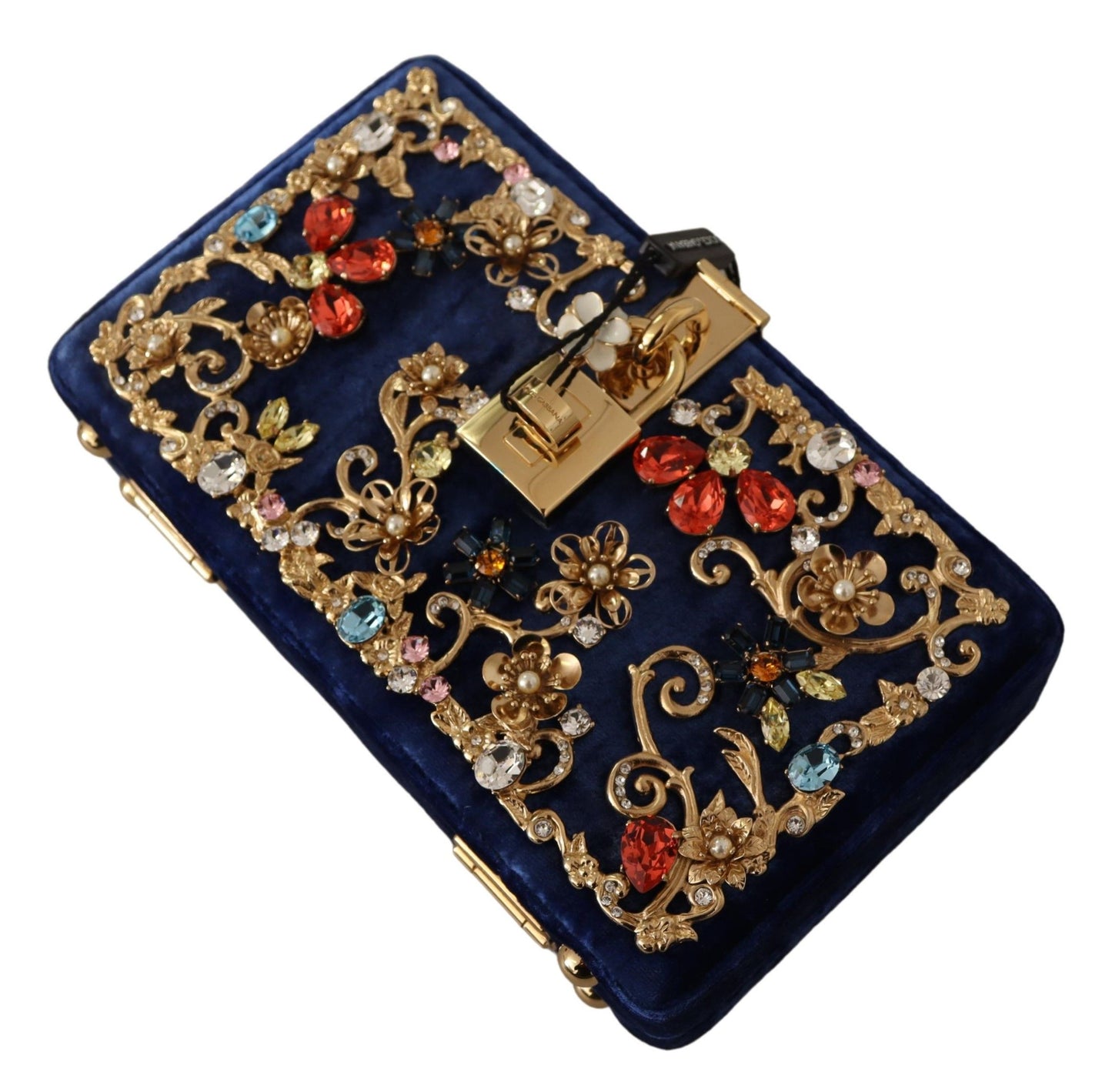 Elegant Sapphire Evening Clutch with Crystal Embellishments