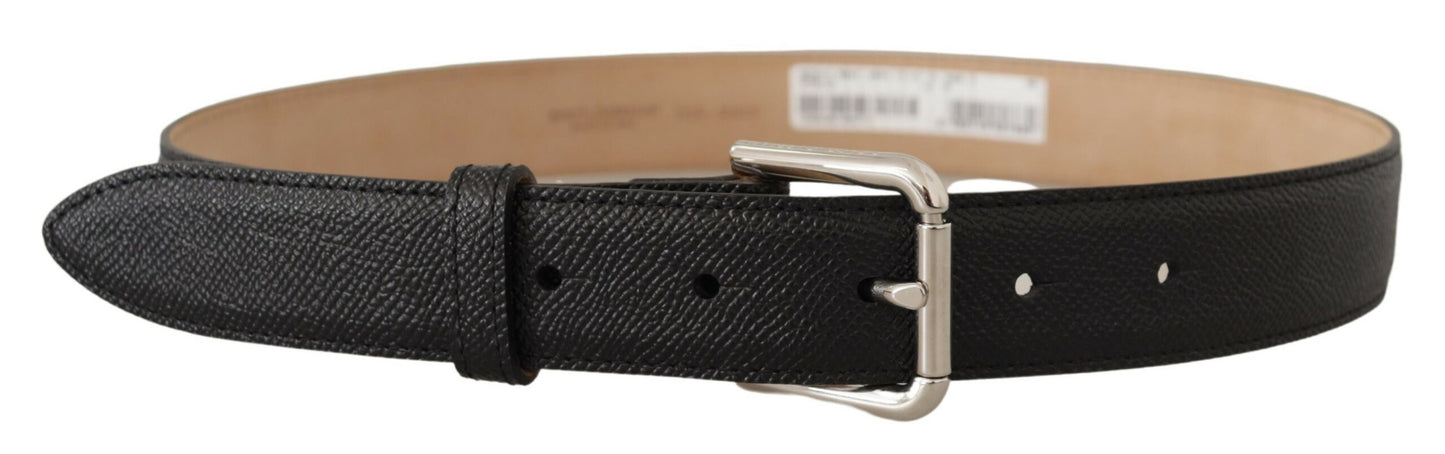 Sleek Black Authentic Leather Belt