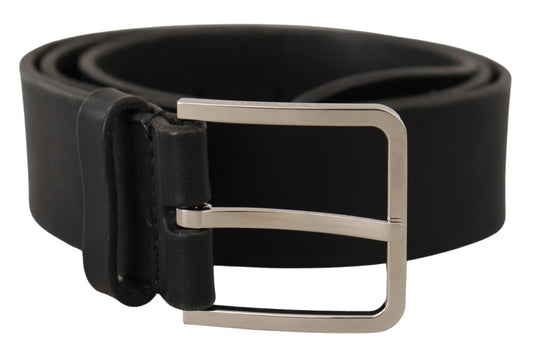 Elegant Black Leather Statement Belt