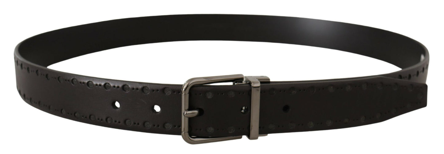 Elegant Black Leather Statement Belt